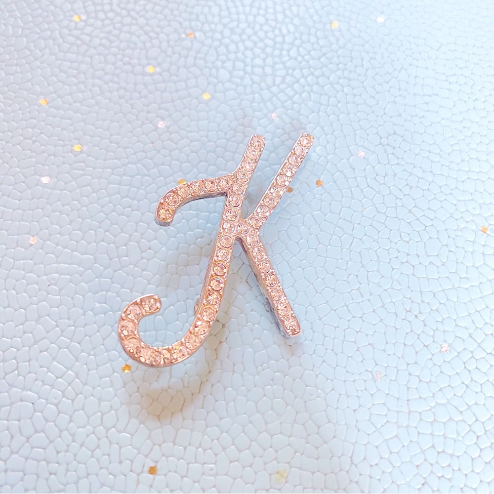 Vintage Sparkling Silver Letter K Brooch Estate Jewelry Pin Initial Gift